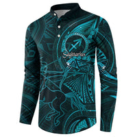 Personalised Polynesia Zodiac Sagittarius Button Sweatshirt Galaxy Polynesian Pattern Chest Tattoo Style LT14 - Polynesian Pride