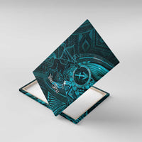 Personalised Polynesia Zodiac Sagittarius Canvas Wall Art Galaxy Polynesian Pattern Chest Tattoo Style LT14 With Frame Cyan - Polynesian Pride