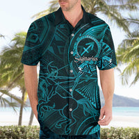 Personalised Polynesia Zodiac Sagittarius Hawaiian Shirt Galaxy Polynesian Pattern Chest Tattoo Style