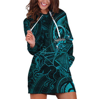 Personalised Polynesia Zodiac Sagittarius Hoodie Dress Galaxy Polynesian Pattern Chest Tattoo Style LT14 Cyan - Polynesian Pride