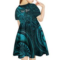 Personalised Polynesia Zodiac Sagittarius Kid Short Sleeve Dress Galaxy Polynesian Pattern Chest Tattoo Style LT14 - Polynesian Pride