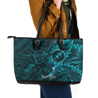 Personalised Polynesia Zodiac Sagittarius Leather Tote Bag Galaxy Polynesian Pattern Chest Tattoo Style LT14 - Polynesian Pride