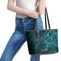 Personalised Polynesia Zodiac Sagittarius Leather Tote Bag Galaxy Polynesian Pattern Chest Tattoo Style LT14 - Polynesian Pride