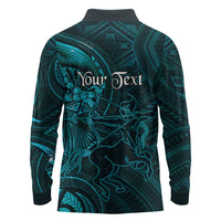 Personalised Polynesia Zodiac Sagittarius Long Sleeve Polo Shirt Galaxy Polynesian Pattern Chest Tattoo Style LT14 - Polynesian Pride