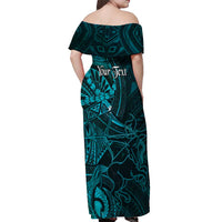 Personalised Polynesia Zodiac Sagittarius Off Shoulder Maxi Dress Galaxy Polynesian Pattern Chest Tattoo Style LT14 - Polynesian Pride