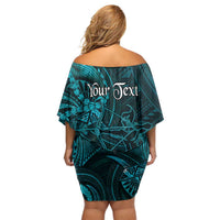Personalised Polynesia Zodiac Sagittarius Off Shoulder Short Dress Galaxy Polynesian Pattern Chest Tattoo Style