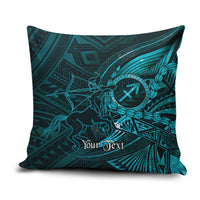 Personalised Polynesia Zodiac Sagittarius Pillow Cover Galaxy Polynesian Pattern Chest Tattoo Style LT14 Cyan - Polynesian Pride