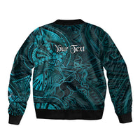 Personalised Polynesia Zodiac Sagittarius Sleeve Zip Bomber Jacket Galaxy Polynesian Pattern Chest Tattoo Style LT14 - Polynesian Pride