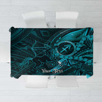Personalised Polynesia Zodiac Sagittarius Tablecloth Galaxy Polynesian Pattern Chest Tattoo Style LT14 Cyan - Polynesian Pride