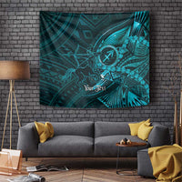 Personalised Polynesia Zodiac Sagittarius Tapestry Galaxy Polynesian Pattern Chest Tattoo Style LT14 Cyan - Polynesian Pride