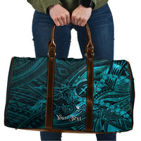 Personalised Polynesia Zodiac Sagittarius Travel Bag Galaxy Polynesian Pattern Chest Tattoo Style LT14 Cyan - Polynesian Pride