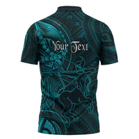 Personalised Polynesia Zodiac Sagittarius Zipper Polo Shirt Galaxy Polynesian Pattern Chest Tattoo Style LT14 - Polynesian Pride