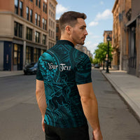 Personalised Polynesia Zodiac Sagittarius Zipper Polo Shirt Galaxy Polynesian Pattern Chest Tattoo Style LT14 - Polynesian Pride