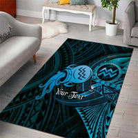 Personalised Polynesia Zodiac Aquarius Area Rug Galaxy Polynesian Pattern Chest Tattoo Style LT14 - Polynesian Pride
