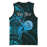 Personalised Polynesia Zodiac Aquarius Basketball Jersey Galaxy Polynesian Pattern Chest Tattoo Style LT14 - Polynesian Pride