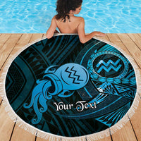 Personalised Polynesia Zodiac Aquarius Beach Blanket Galaxy Polynesian Pattern Chest Tattoo Style LT14 - Polynesian Pride