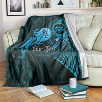 Personalised Polynesia Zodiac Aquarius Blanket Galaxy Polynesian Pattern Chest Tattoo Style LT14 Blue - Polynesian Pride