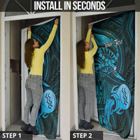 Personalised Polynesia Zodiac Aquarius Door Cover Galaxy Polynesian Pattern Chest Tattoo Style LT14 - Polynesian Pride