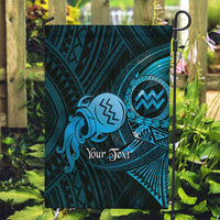 Personalised Polynesia Zodiac Aquarius Garden Flag Galaxy Polynesian Pattern Chest Tattoo Style LT14 Garden Flag Blue - Polynesian Pride