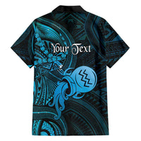 Personalised Polynesia Zodiac Aquarius Hawaiian Shirt Galaxy Polynesian Pattern Chest Tattoo Style