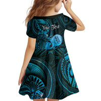 Personalised Polynesia Zodiac Aquarius Kid Short Sleeve Dress Galaxy Polynesian Pattern Chest Tattoo Style LT14 - Polynesian Pride