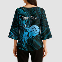 Personalised Polynesia Zodiac Aquarius Kimono Sleeve Blouse Galaxy Polynesian Pattern Chest Tattoo Style LT14 - Polynesian Pride