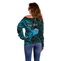 Personalised Polynesia Zodiac Aquarius Off Shoulder Sweater Galaxy Polynesian Pattern Chest Tattoo Style LT14 - Polynesian Pride