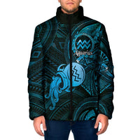 Personalised Polynesia Zodiac Aquarius Padded Jacket Galaxy Polynesian Pattern Chest Tattoo Style LT14 Men Blue - Polynesian Pride