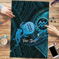 Personalised Polynesia Zodiac Aquarius Puzzle Galaxy Polynesian Pattern Chest Tattoo Style LT14 Blue - Polynesian Pride