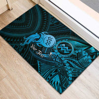 Personalised Polynesia Zodiac Aquarius Rubber Doormat Galaxy Polynesian Pattern Chest Tattoo Style LT14 - Polynesian Pride