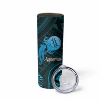 Personalised Polynesia Zodiac Aquarius Skinny Tumbler Galaxy Polynesian Pattern Chest Tattoo Style LT14 - Polynesian Pride