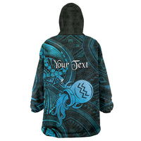 Personalised Polynesia Zodiac Aquarius Wearable Blanket Hoodie Galaxy Polynesian Pattern Chest Tattoo Style LT14 - Polynesian Pride