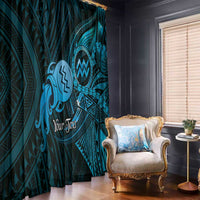 Personalised Polynesia Zodiac Aquarius Window Curtain Galaxy Polynesian Pattern Chest Tattoo Style LT14 - Polynesian Pride