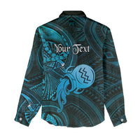 Personalised Polynesia Zodiac Aquarius Women Casual Shirt Galaxy Polynesian Pattern Chest Tattoo Style LT14 - Polynesian Pride