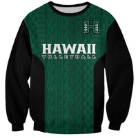 Hawaii Volleyball Sweatshirt Hawaiian Kakau Green Style LT14