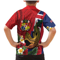 Hawaii And Tonga Family Matching Mermaid Dress and Hawaiian Shirt Shark Tattoo With Tongan Coat Of Arms