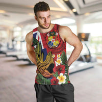 Hawaii And Tonga Men Tank Top Shark Tattoo With Tongan Coat Of Arms LT14 Red - Polynesian Pride
