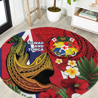 Hawaii And Tonga Round Carpet Shark Tattoo With Tongan Coat Of Arms