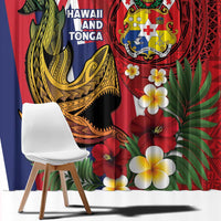 Hawaii And Tonga Window Curtain Shark Tattoo With Tongan Coat Of Arms LT14 - Polynesian Pride