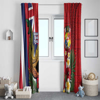 Hawaii And Tonga Window Curtain Shark Tattoo With Tongan Coat Of Arms LT14 - Polynesian Pride