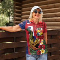 Hawaii And Tonga Women Polo Shirt Shark Tattoo With Tongan Coat Of Arms