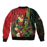 Hawaii And Tonga Bomber Jacket King Kamehameha Tribal Ngatu Pattern