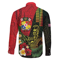 Hawaii And Tonga Family Matching Mermaid Dress and Hawaiian Shirt King Kamehameha Tribal Ngatu Pattern