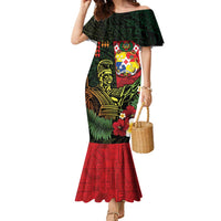Hawaii And Tonga Family Matching Mermaid Dress and Hawaiian Shirt King Kamehameha Tribal Ngatu Pattern