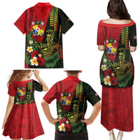 Hawaii And Tonga Family Matching Puletasi and Hawaiian Shirt King Kamehameha Tribal Ngatu Pattern
