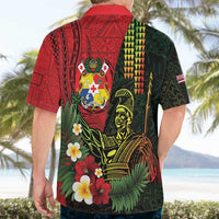 Hawaii And Tonga Hawaiian Shirt King Kamehameha Tribal Ngatu Pattern LT14 - Polynesian Pride