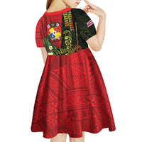 Hawaii And Tonga Kid Short Sleeve Dress King Kamehameha Tribal Ngatu Pattern LT14 - Polynesian Pride