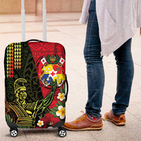 Hawaii And Tonga Luggage Cover King Kamehameha Tribal Ngatu Pattern