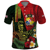Hawaii And Tonga Polo Shirt King Kamehameha Tribal Ngatu Pattern