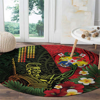 Hawaii And Tonga Round Carpet King Kamehameha Tribal Ngatu Pattern